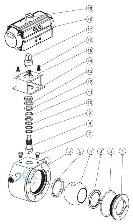 保溫氣（qì）動球（qiú）閥主要結構零件