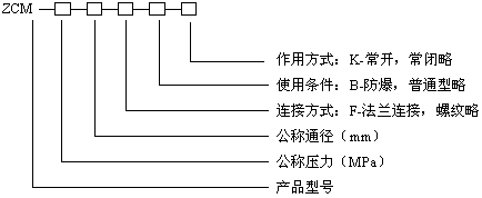 ZCM煤氣電磁（cí）閥型號編製說明（míng）